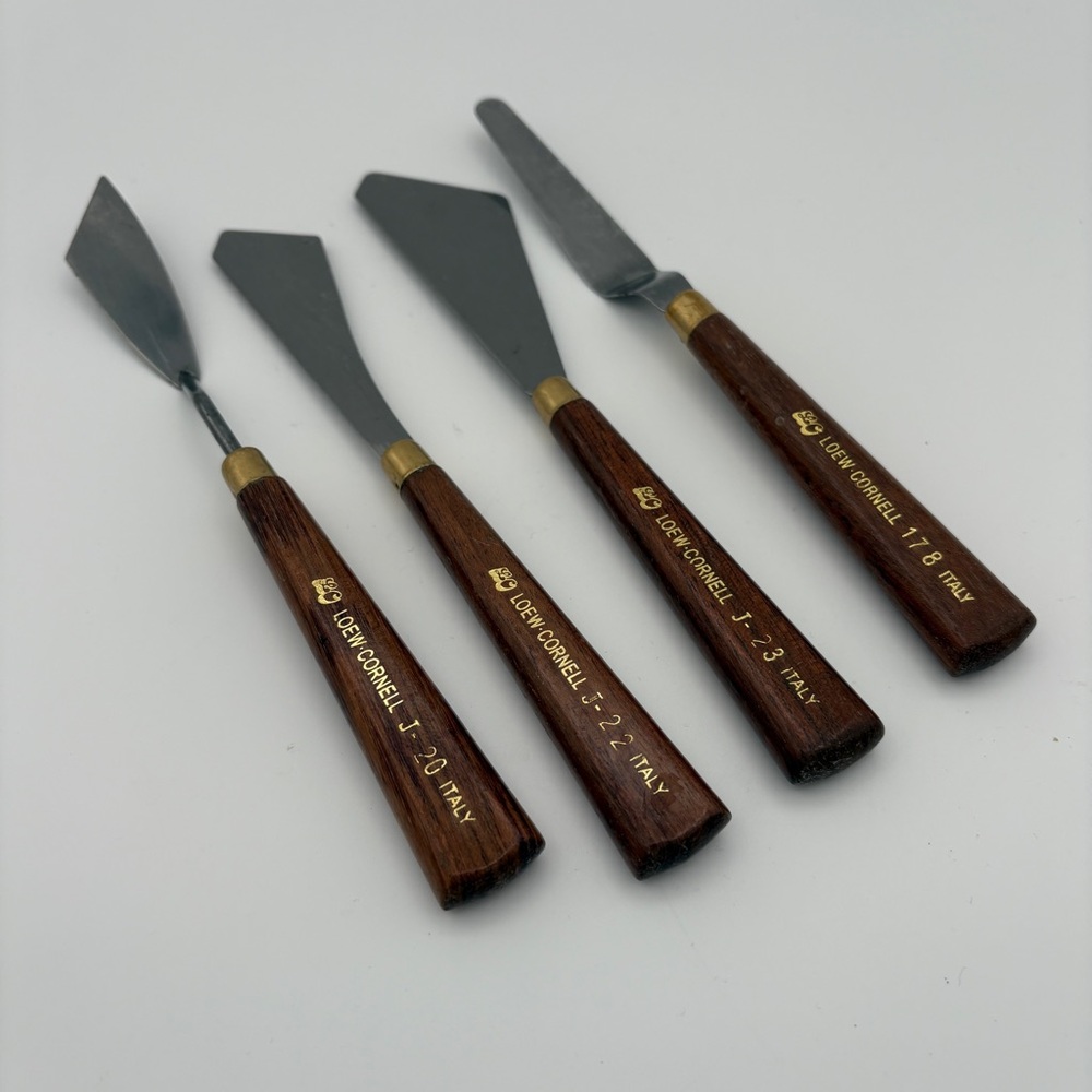 Loew-Cornell Wood Handle Metal Palette Paint Knives Italy Set of Four